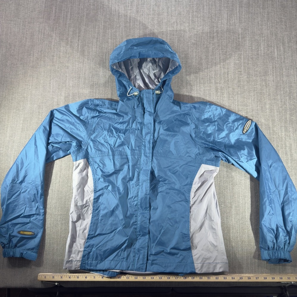 Stearns Jacket Mens Small Blue Gray DryWear Hooded Nylon Windbreaker Rain